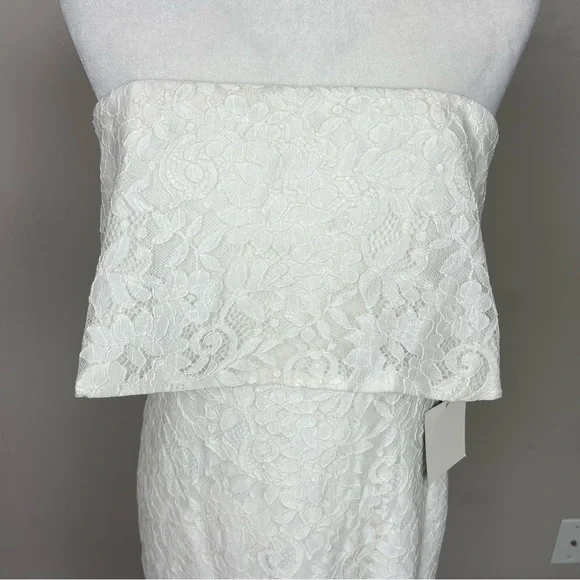NWT LULUS LET’S GO OUT TONIGHT WHITE LACE STRAPLESS BODY CON DRESS SIZE MEDIUM - Picture 10 of 16
